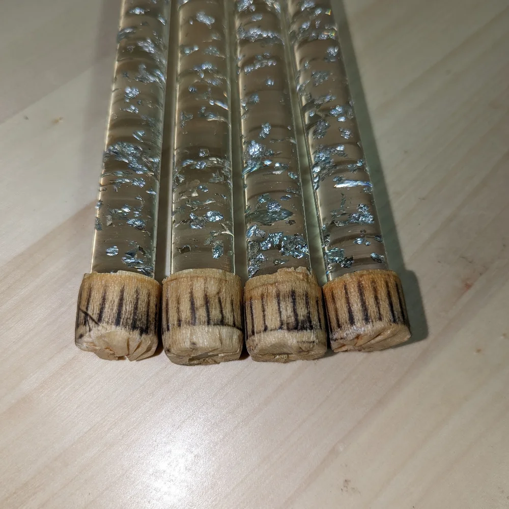 Lucite Silver Candlesticks Set of Four